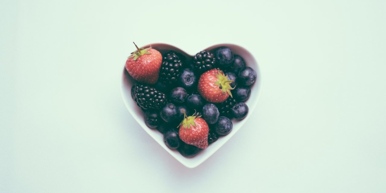 Heart-shaped bowl of berries