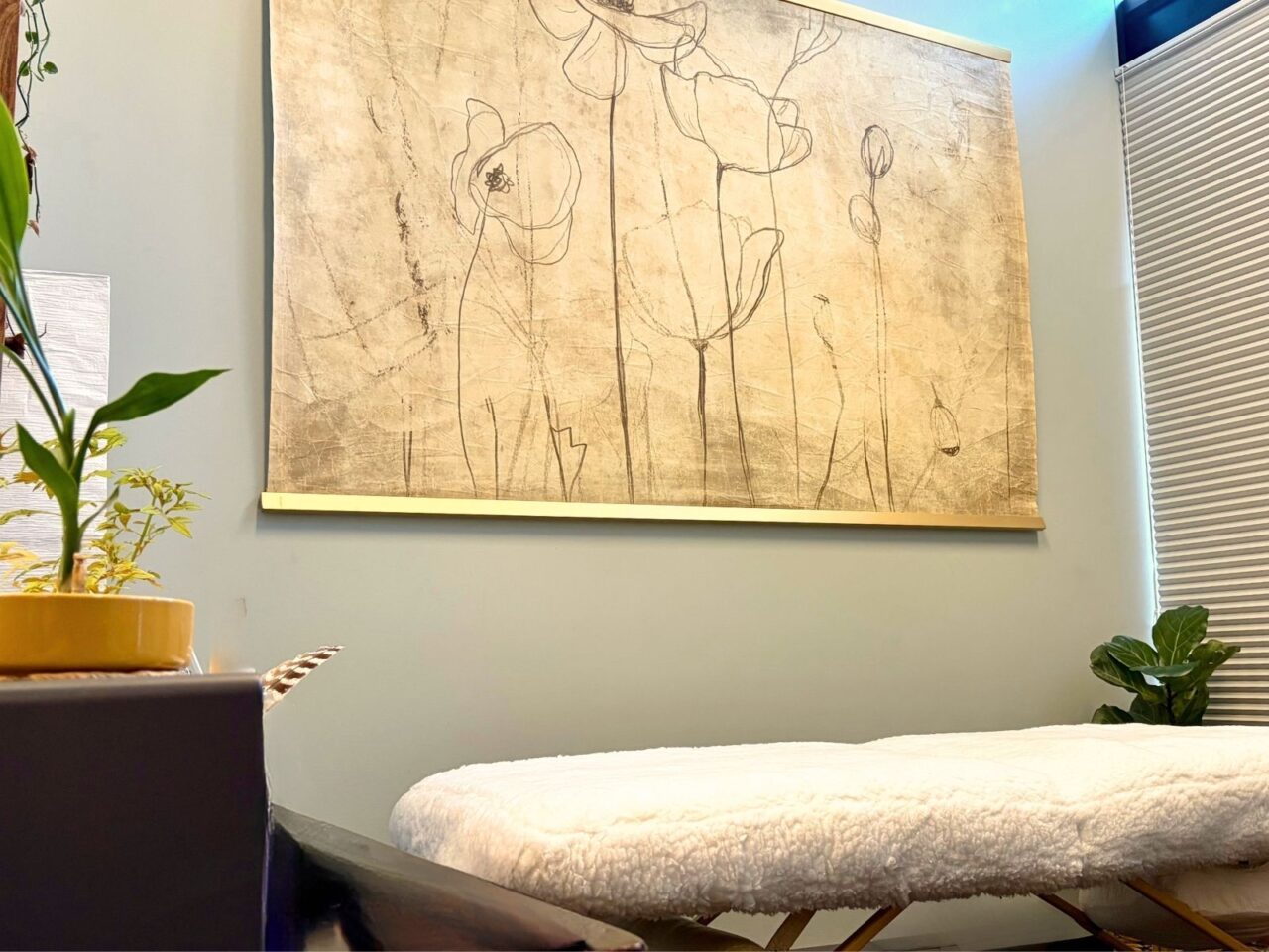 Calm massage and Reiki treatment room at Heart Spring Health in SE Portland